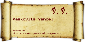 Vaskovits Vencel névjegykártya